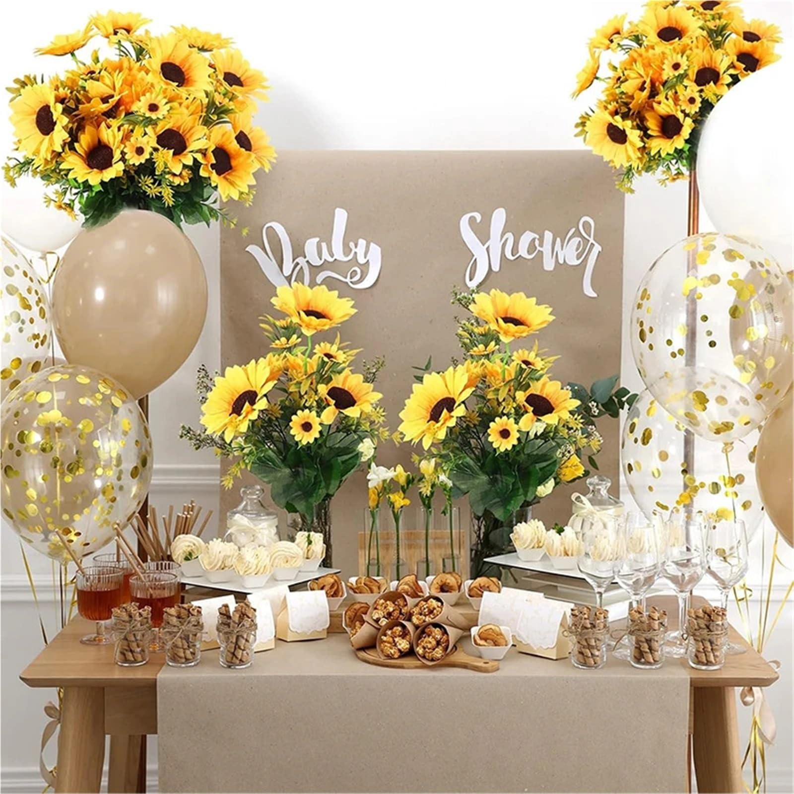 Künstliche Blumen, 10 Stück, 13 Köpfe, Sonnenblumen, künstlicher Blumenstrauß, 30 cm, Sträucher, künstliche Blumen für Garten, Zuhause, Zimmer, Hochzeit, Café, Geschäft, Party-Dekoration