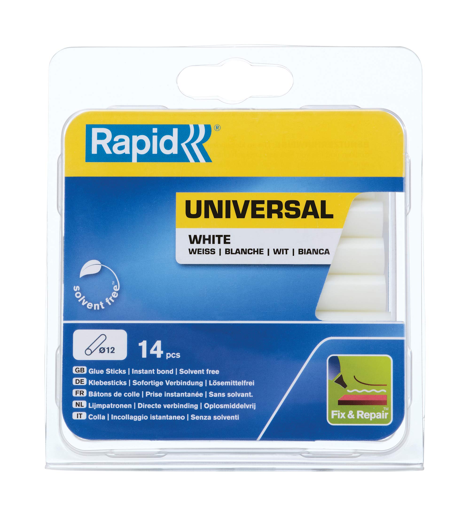 Rapid Multi-Purpose White Hot Glue Sticks, Diameter: 12 mm, Length: 94 mm, 125 g, 40107355
