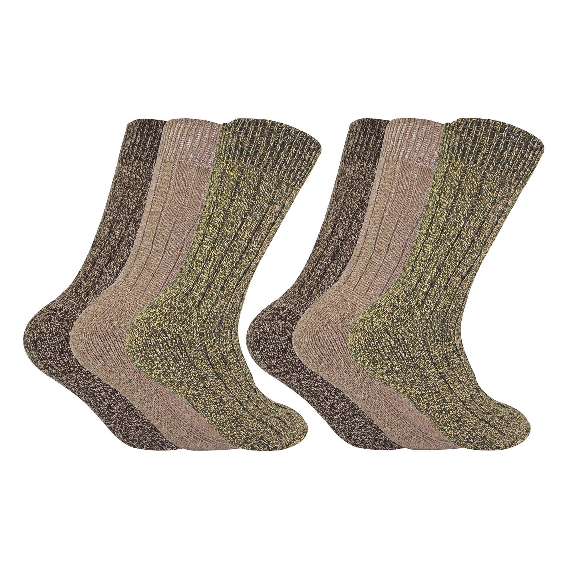 Sock Snob Men's Brown 6 Pack Thick And Warm Wool Socks | | Thermal Winter Padded Hiking Boot Socks For (6-11, )