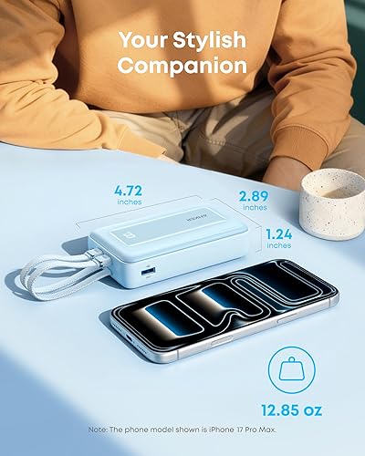Miniatura 8 de Anker Zolo - Banco de energía (versión actualizada 2025), carga rápida máxima de 45 W, batería de 20,000 mAh, cables USB-C integrados duales, puerto