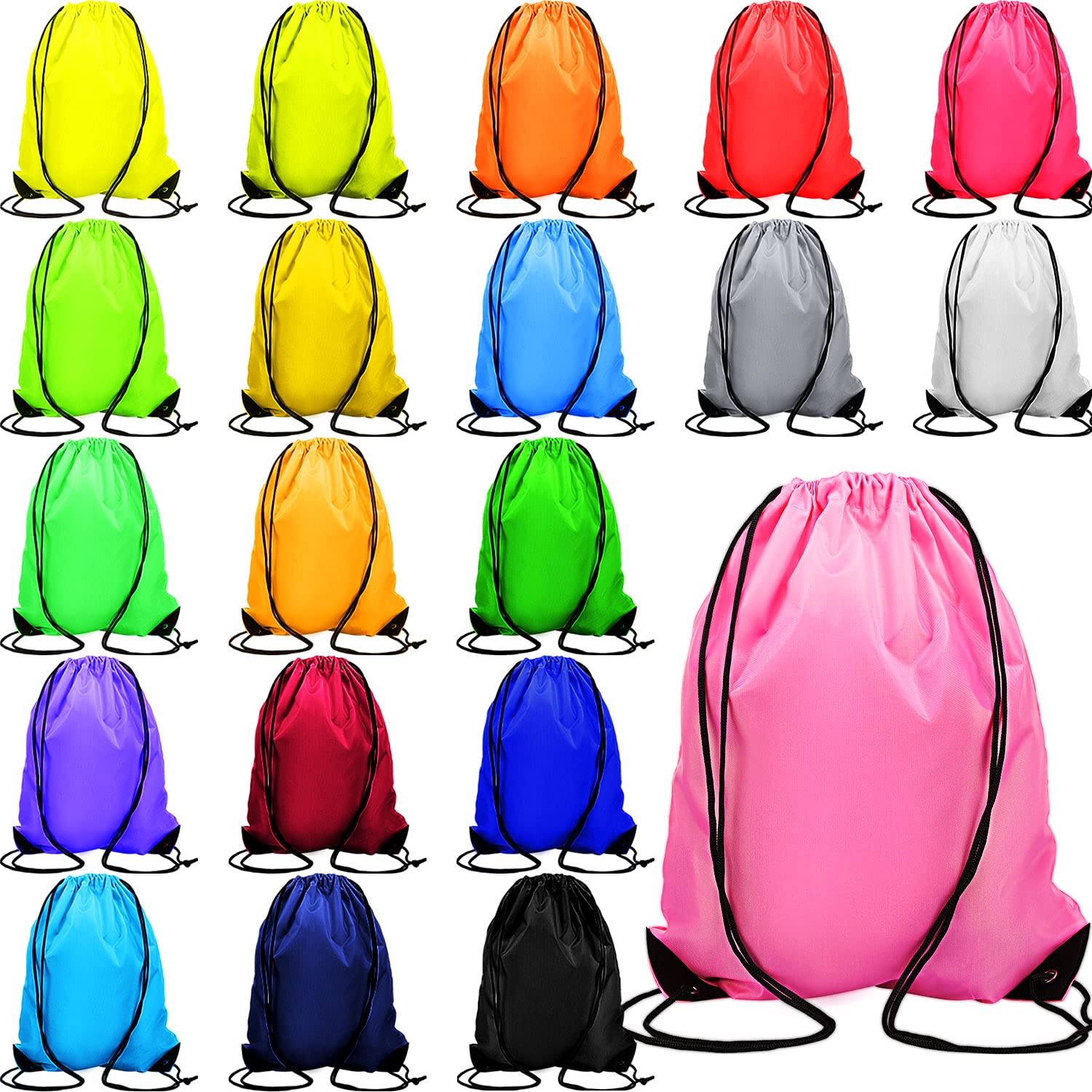 Shappy80 Pack Drawstring Backpack Bulk Drawstring Bags with 20 Colors Waterproof Draw String Bags DIY Available for Group Hiking Yoga Gym Swimming Travel Beach Homeless