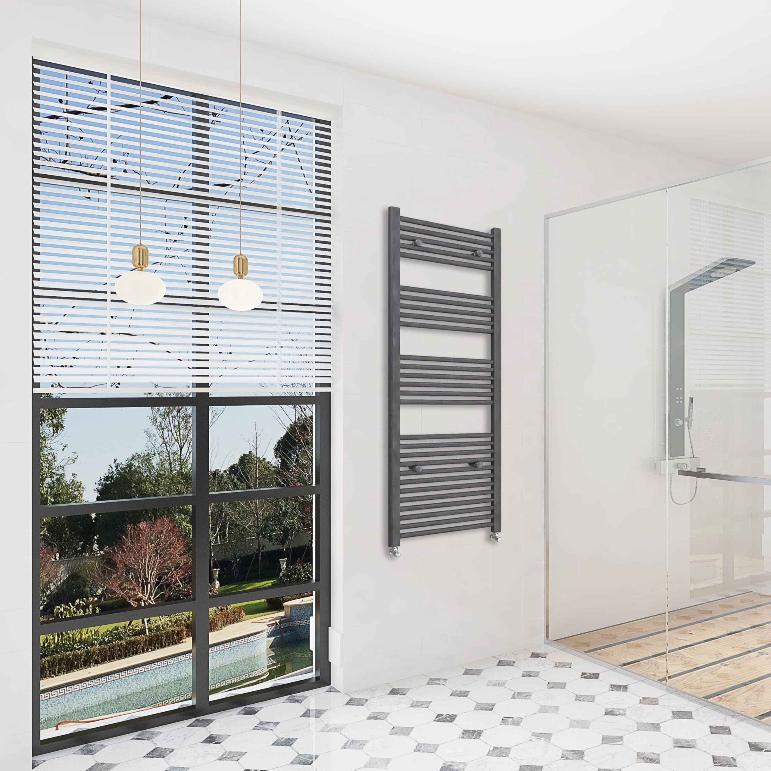 Sky Bathroom Anthracite | 1500X450mm Straight Towel Rail Radiator Heated Ladder Warmer Radiator