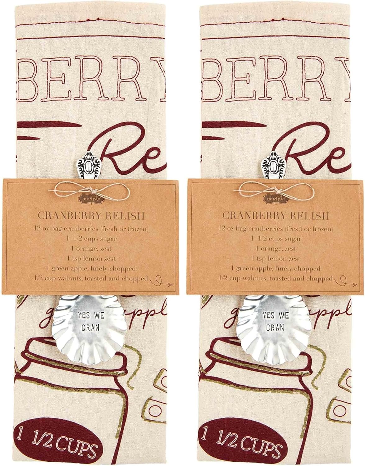 Mud Pie Recipie Towel Set, Classic Stuffing, Towel 26" x 16 1/2"