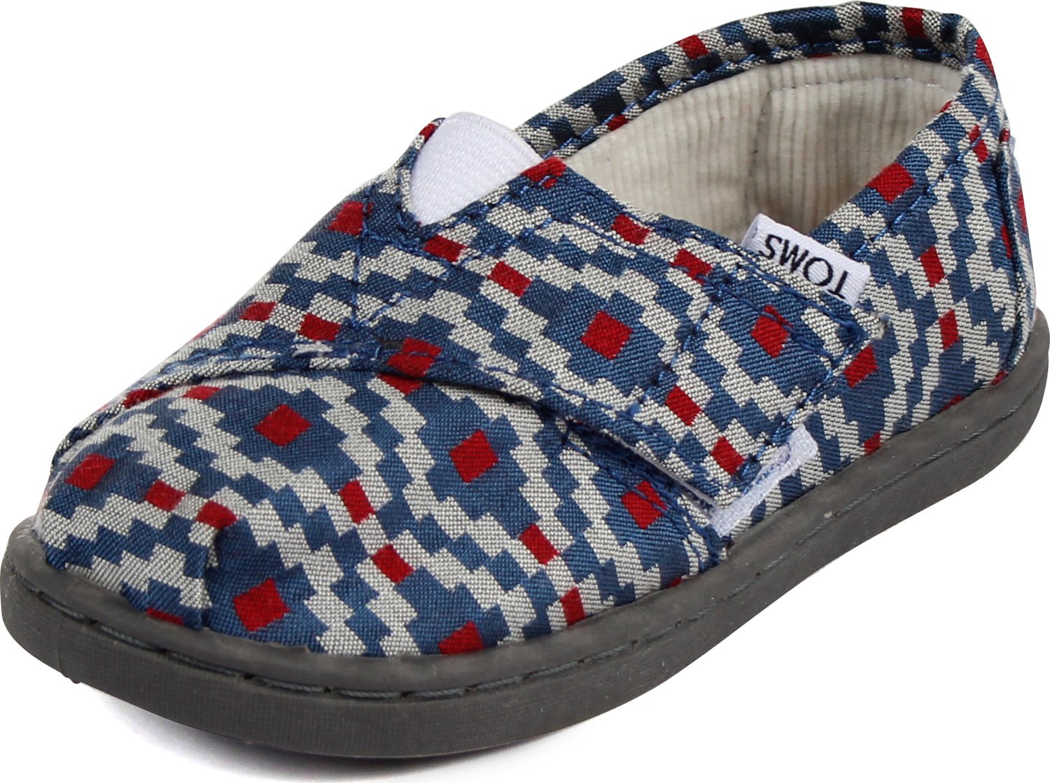 TOMS - Piccole Scarpe Slip-On Classiche, Tessuto a Diamante Blu Navy