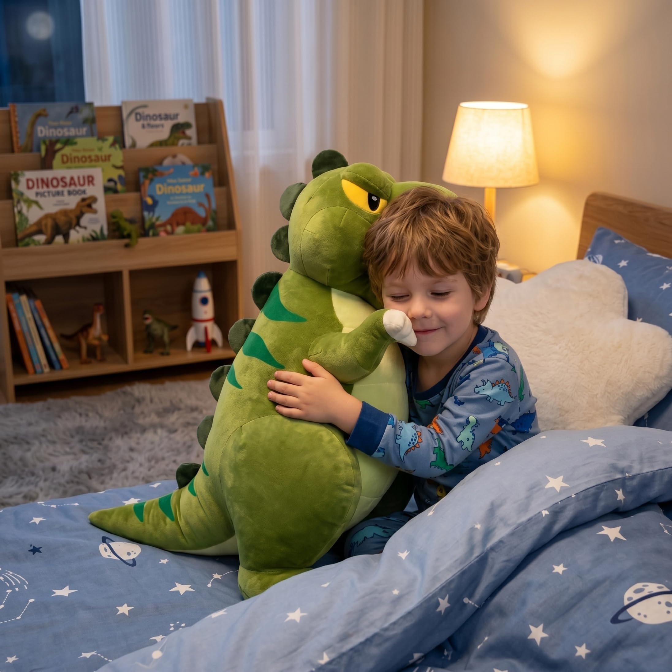Dinosaurio De Peluche, Lindo Juguete De Peluche De Dinosaurio, Almohada Suave Y Acogedora, Compañero para Niños, Verde, 23, 62 Pulgadas (60 Cm)