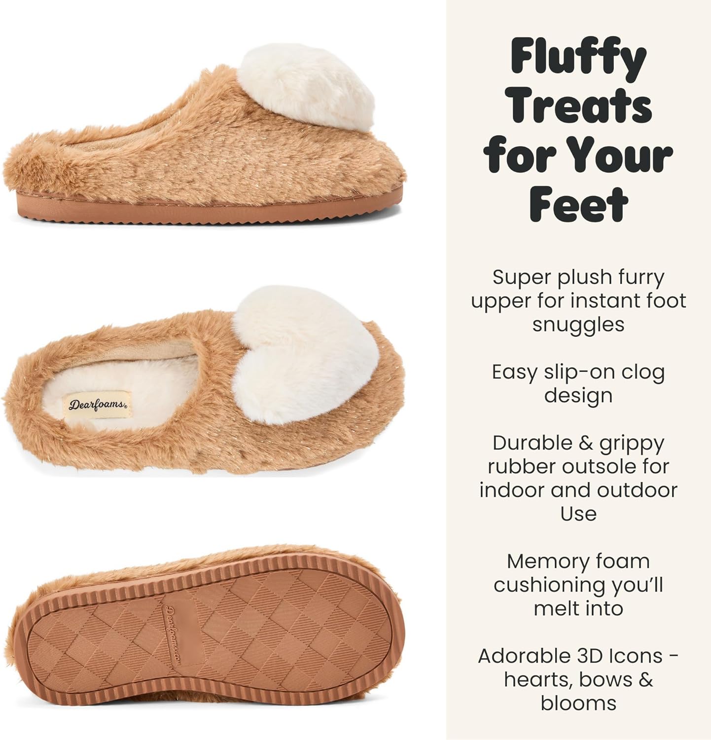 Dearfoams womens Cozy Rosie Cuties Plush Fuzzy Giftable House Shoes With Memory Foam - Image 4
