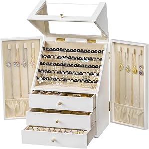 Jewelry Organizer Box for Women with Earring and Necklace Storage