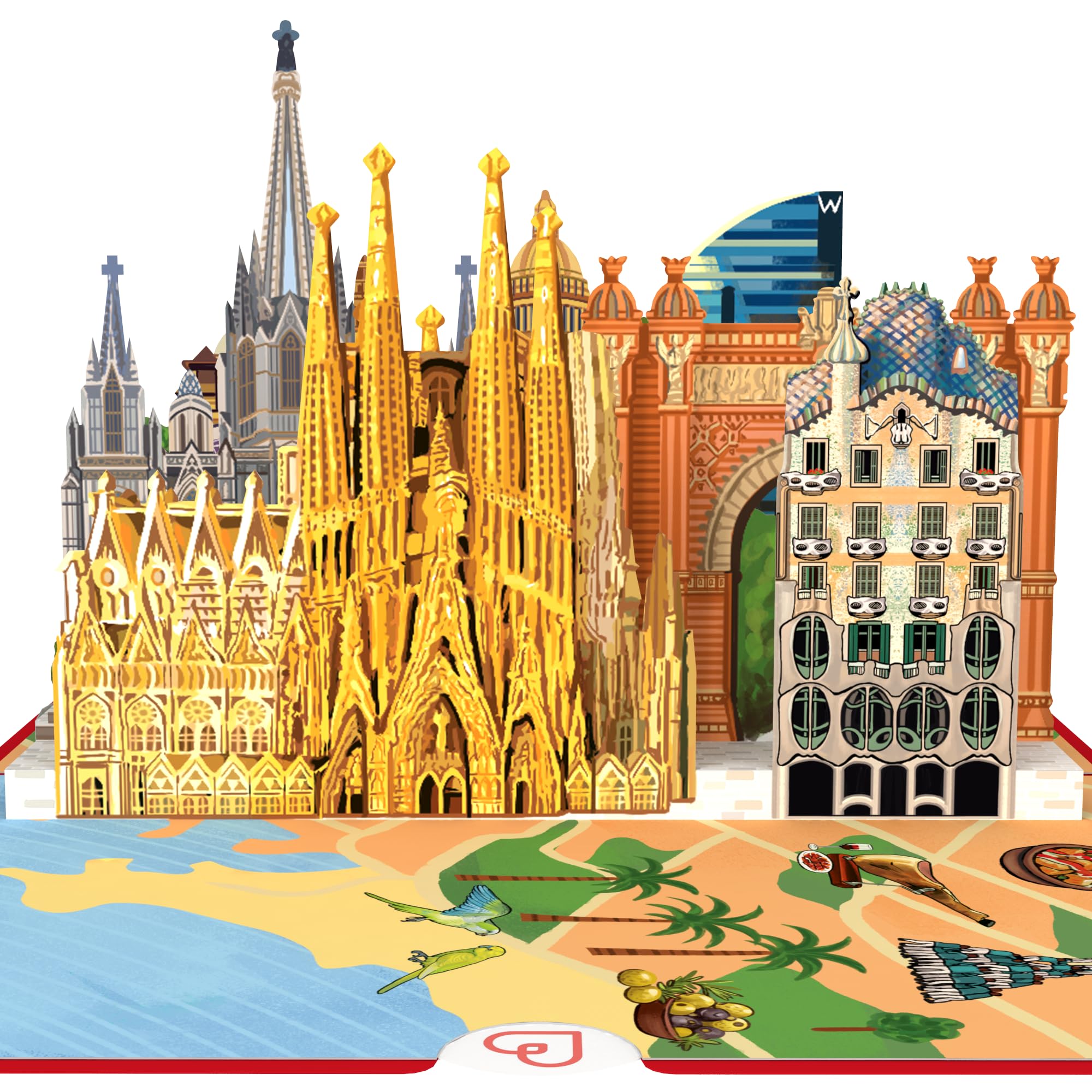 papercrush® Pop-Up Karte Barcelona - Besondere Geburtstagskarte oder Geldgeschenk für Reisekasse, 3D Geschenkkarte oder Hotelgutschein zum Geburtstag, Reisegutschein für einen Städtetrip für 2