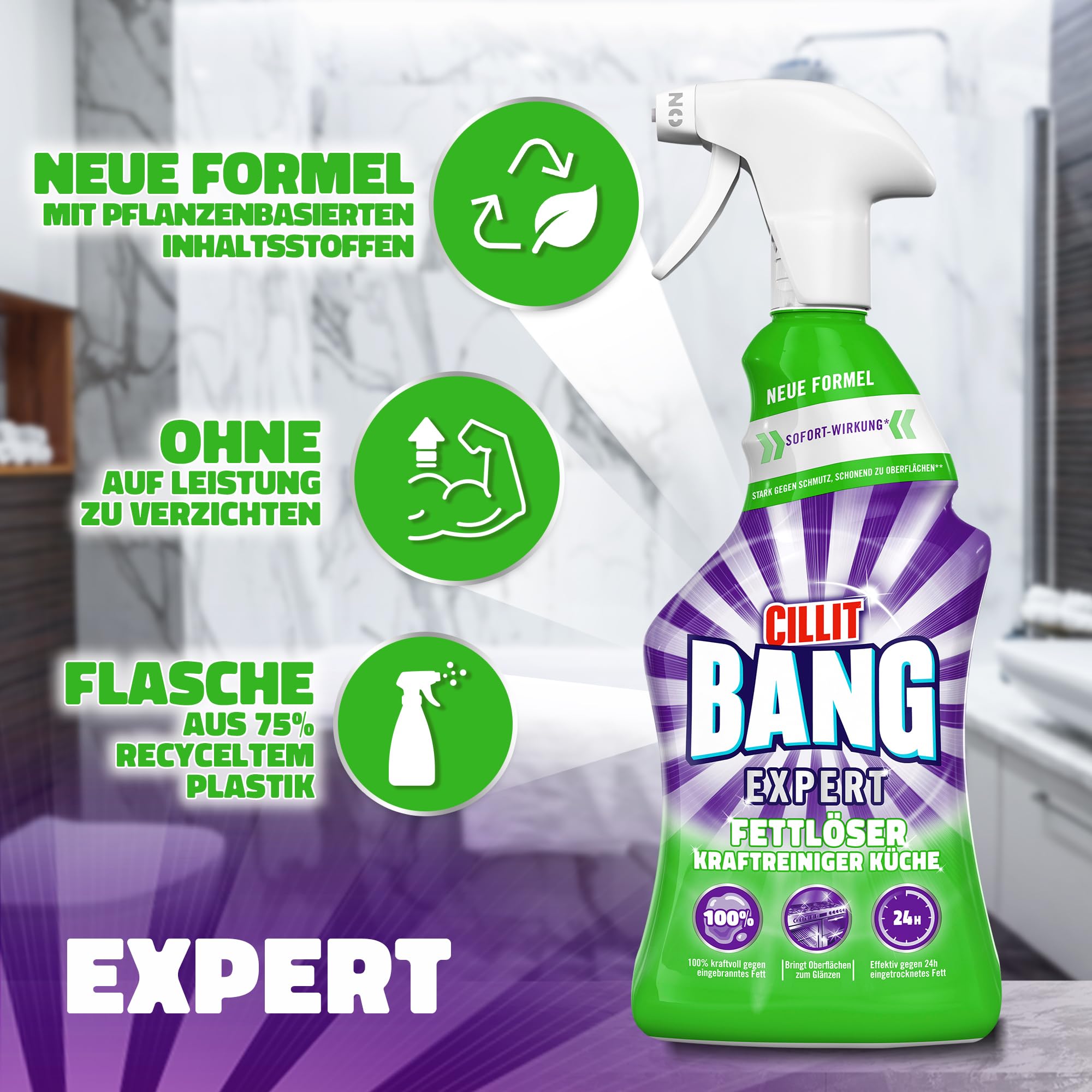 CILLIT BANG Expert Kraftreiniger Universal Fettlöser – Entfernt eingebranntes Fett – 6 x 750 ml