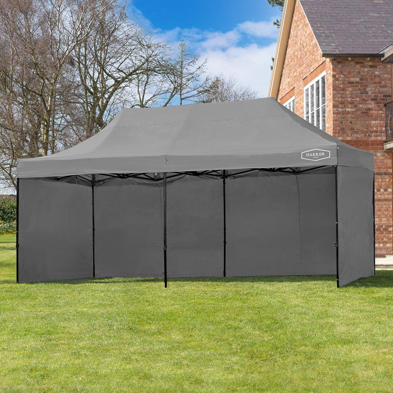 HARRIER Replacement Gazebo Side Panels | Shower-Resistant & UV-Protected Polyester - Window or Door Styles with Optional Zips [3x3m or 3x6m] - Panels Only (Grey 3m x 6m, Side Panel (with Zip))