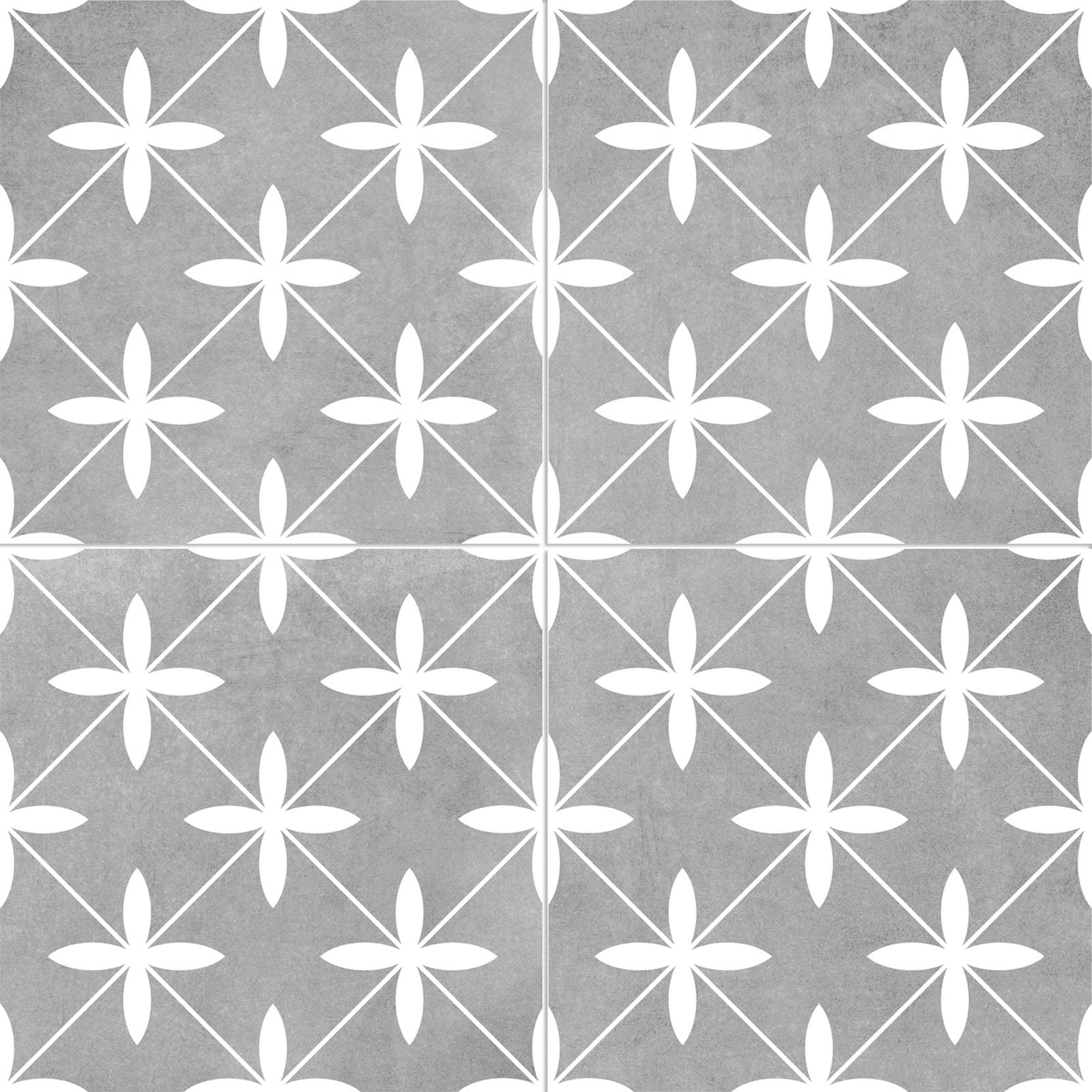 The Bath People Grey Tarlo Geometric Cross Ceramic Tiles Square Wall Or Floor Tile – Cut Sample