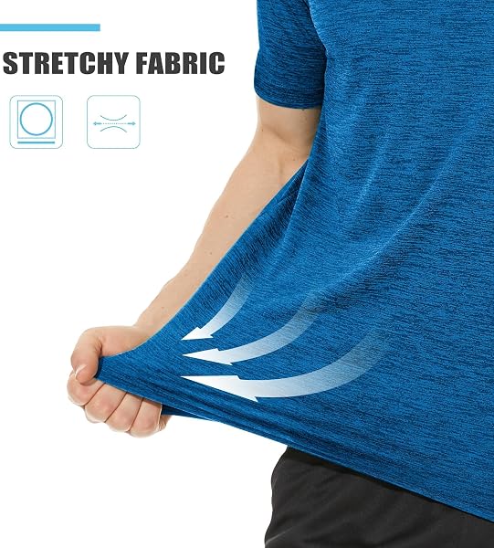 TACVASEN T-shirts à Manches Courtes Homme Shirts de Course Séchage Rapide Tee Shirt Running Homme Marcel Tops Léger Sportswear Polyester Respirant - 5