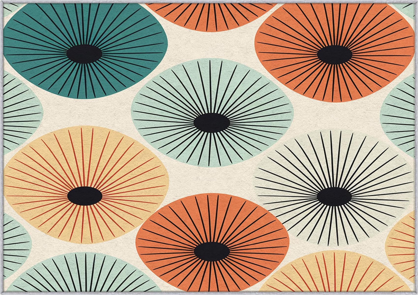 Mid Century Rugs for Living Room 5x8 | Retro 50s Abstract Modern Atomic Pattern Design Area Rug, Mid Century Bedroom Decor Carpet, Non Slip, Washable