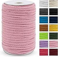 Vista 21 de JeogYong - Cuerda de macramé trenzada 5mm x 90m, cuerda de algodón trenzada de 8 hebras natural, cuerda de cordón de dibujo colorida para colgar