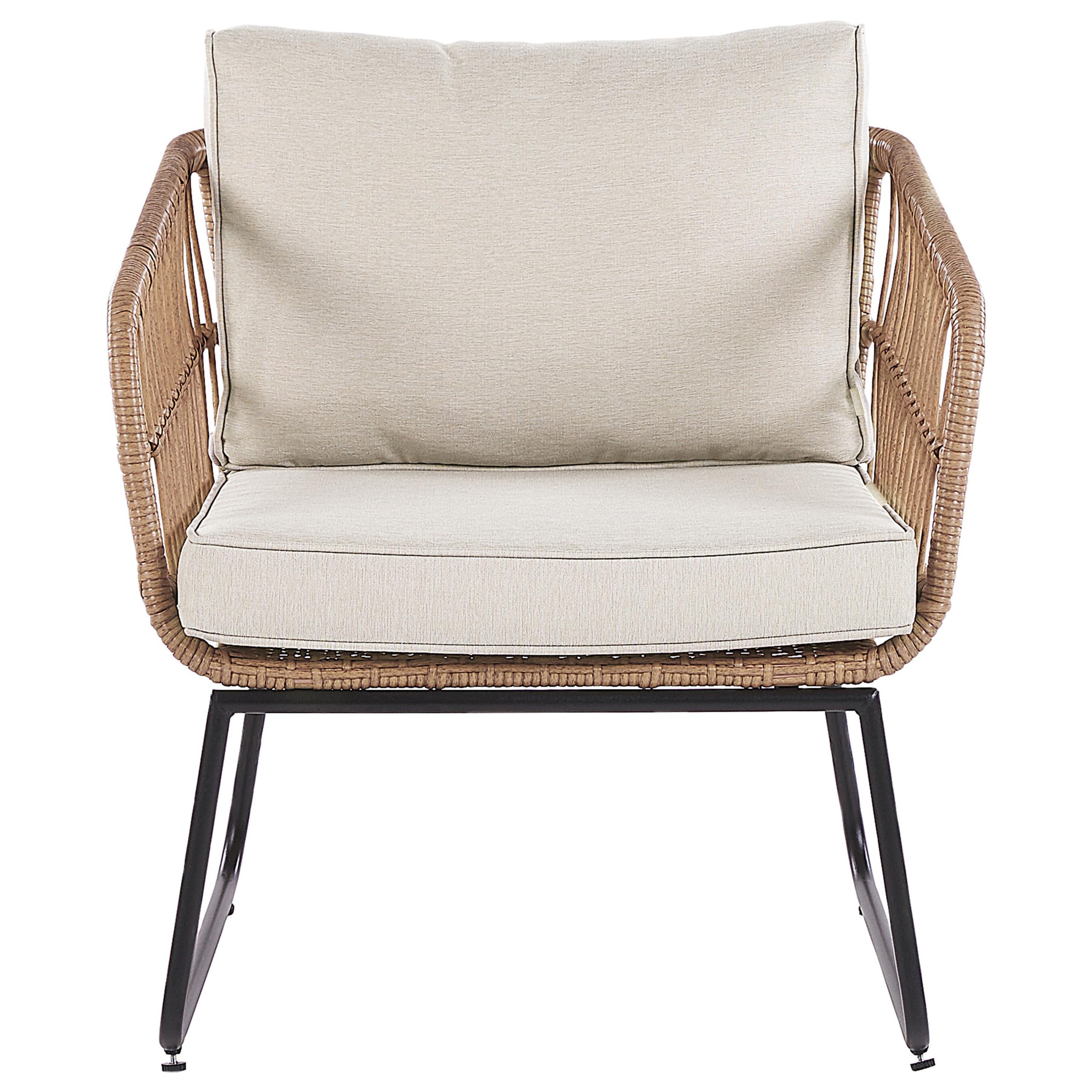 Beliani Stilvolles Gartenmöbel Set Polyrattan mit Auflagen in Beige Ravello