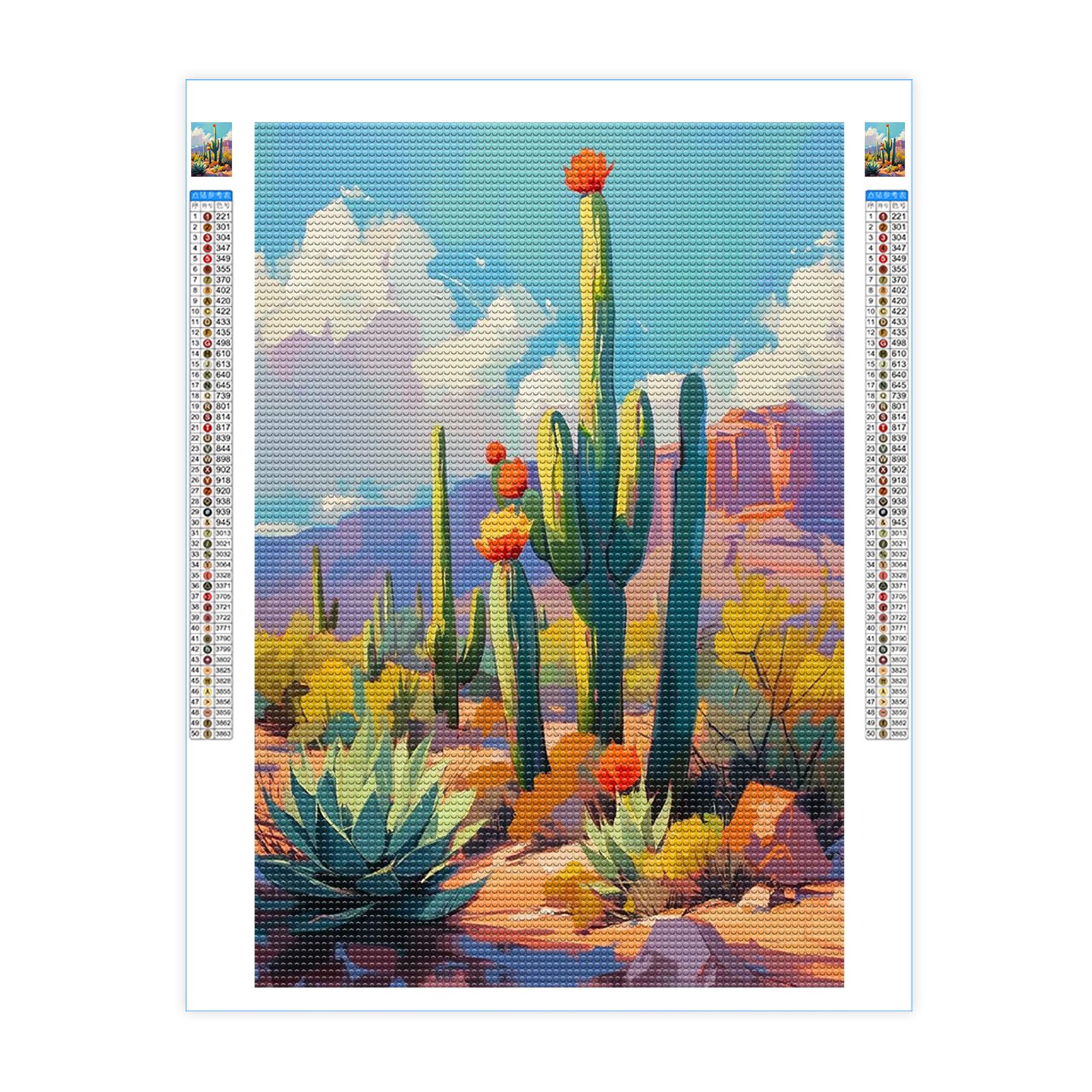 Kits De Pintura De Diamant De Cactus Al Atardecer, Pintura De Arte De