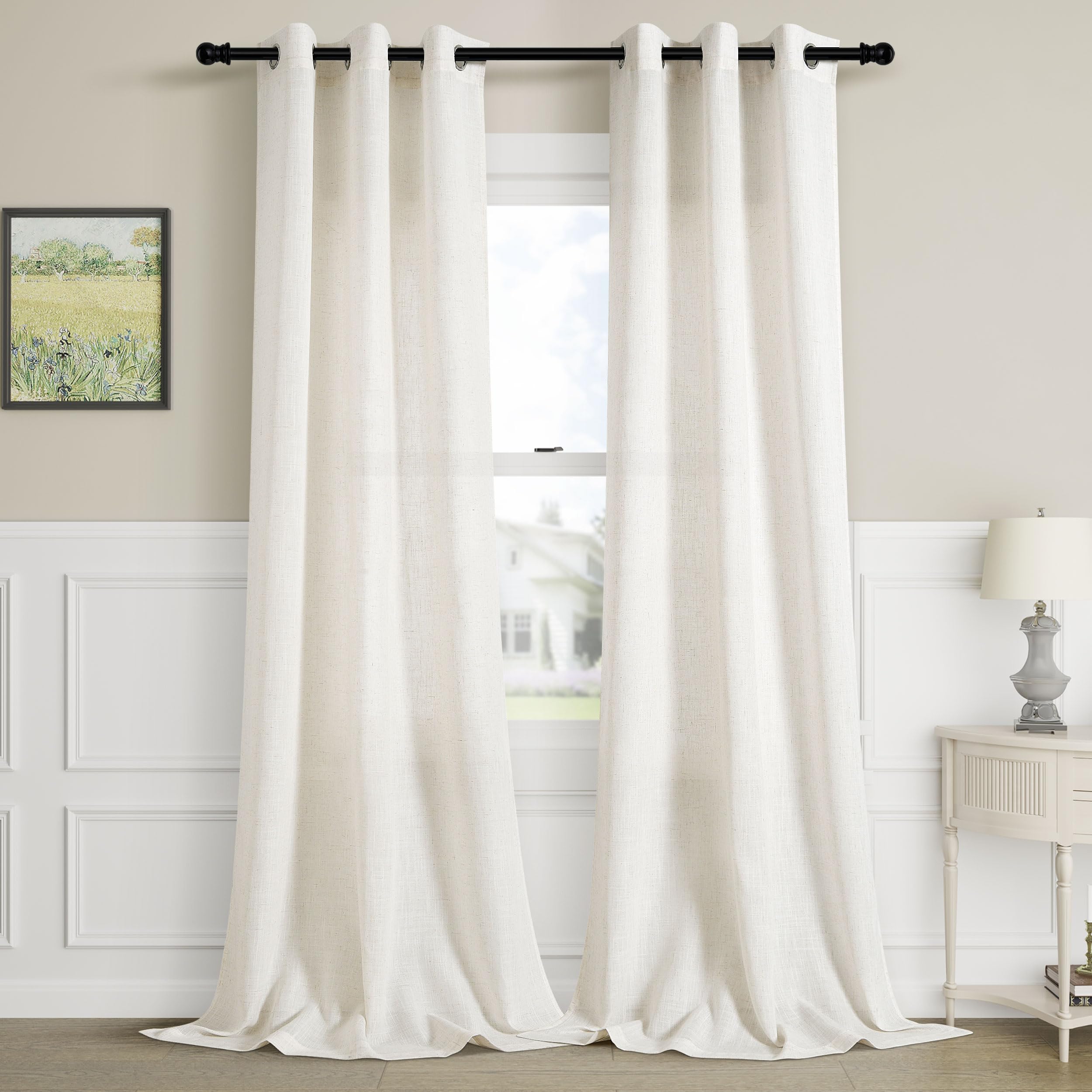 Rideaux semi-transparents lin pour salon bohème et lumineux