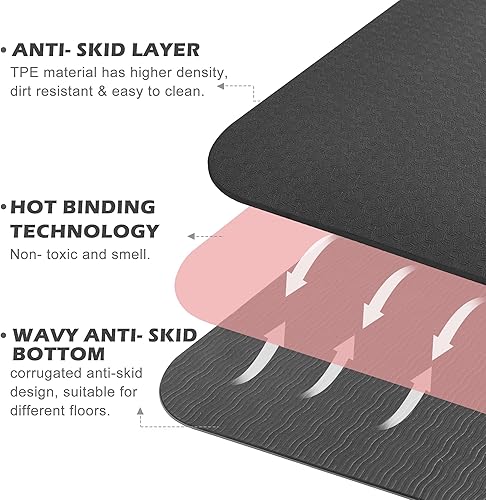 Miniatura 7 de Alfombrilla de yoga antideslizante, esterillas de fitness de pilates, ecológicas, antidesgarros, de 14 de pulgada de grosor, esterillas de yoga para