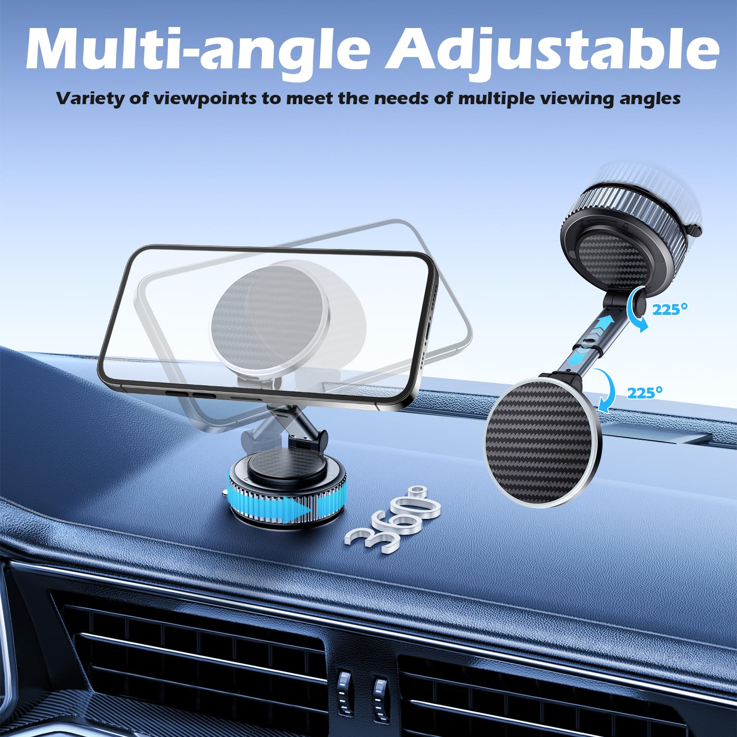 ALAFLY Magsafe Auto Handyhalterung | Magnetische Vakuum Halterung 360° Verstellbar | Superstarker Halt
