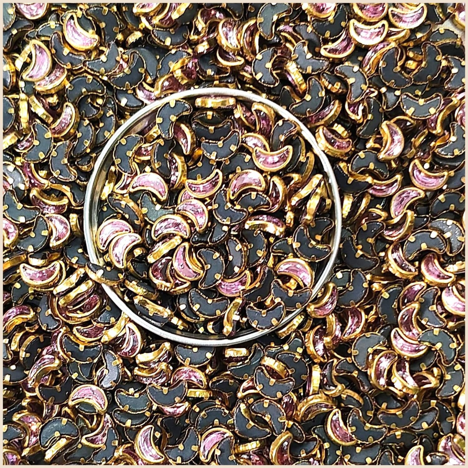 Bharat Moon Shape Glossy Kundan Stones, Glass Fitting Stone for Jewellery Making, Bangle Making, Embroidery, Aari Work, DIY Craft, Glossy Finish Stones, Quantity 50 Grams (Approx 600 pcs) (Baby Pink)-image-32