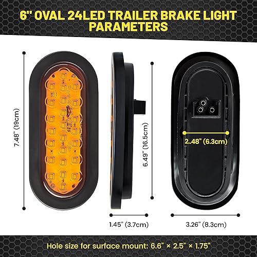 Miniatura 2 de Oyviny Luces traseras LED ámbar de 6 pulgadas para remolque, 2 unidades+10 conectores de arnés de coleta de 3 puntas