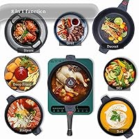 Vista 3 de TIBORANG Sartén antiadherente profunda para freír 8 en 1 multiusos de 11 pulgadas, 5 cuartos de galón, con indicador de calor, tapa de vidrio, mango