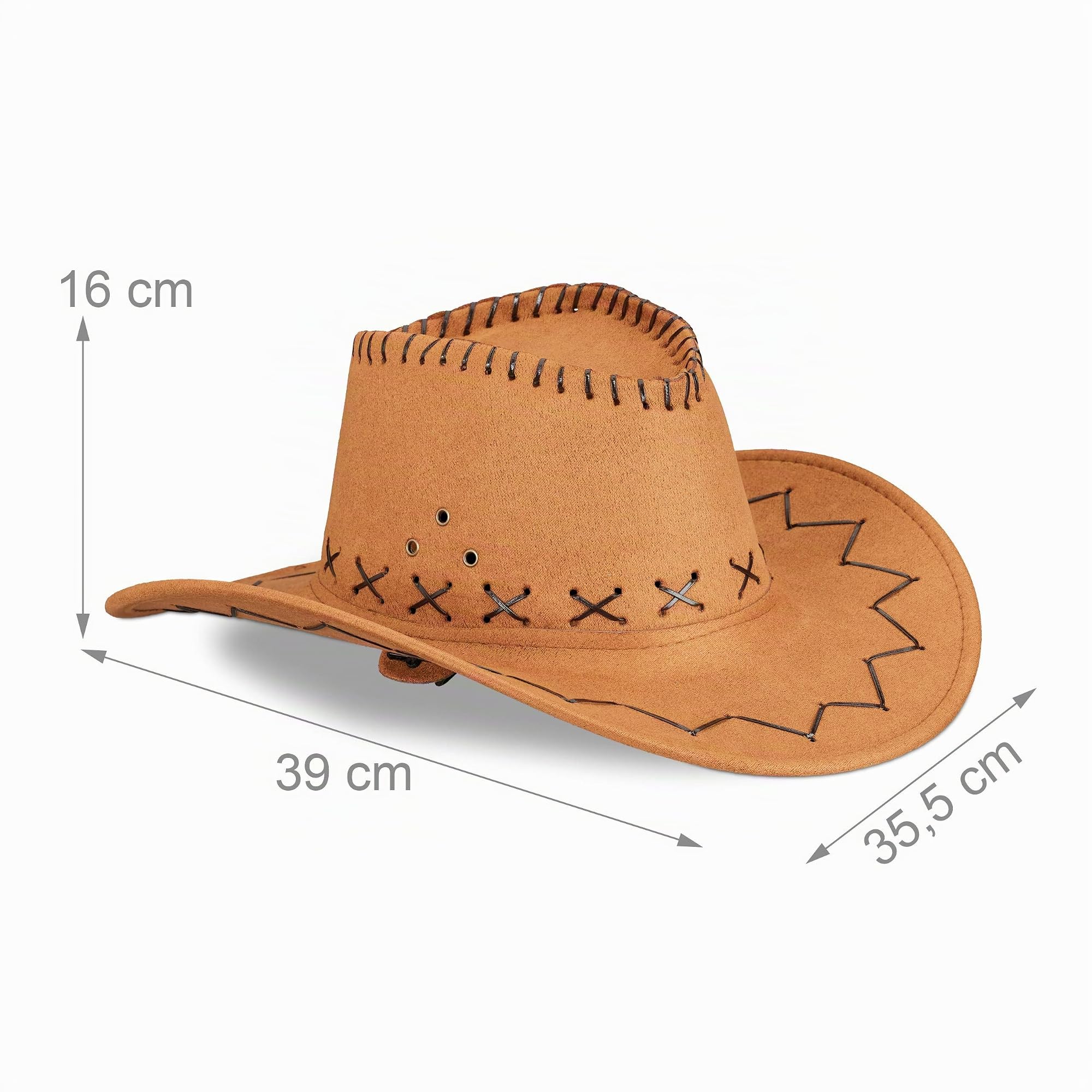 Relaxdays 10x Cappelli da Cowboy/Cowgirl per Feste di Carnevale, Stile Western, per Adulti, Uomo o Donna, Marrone