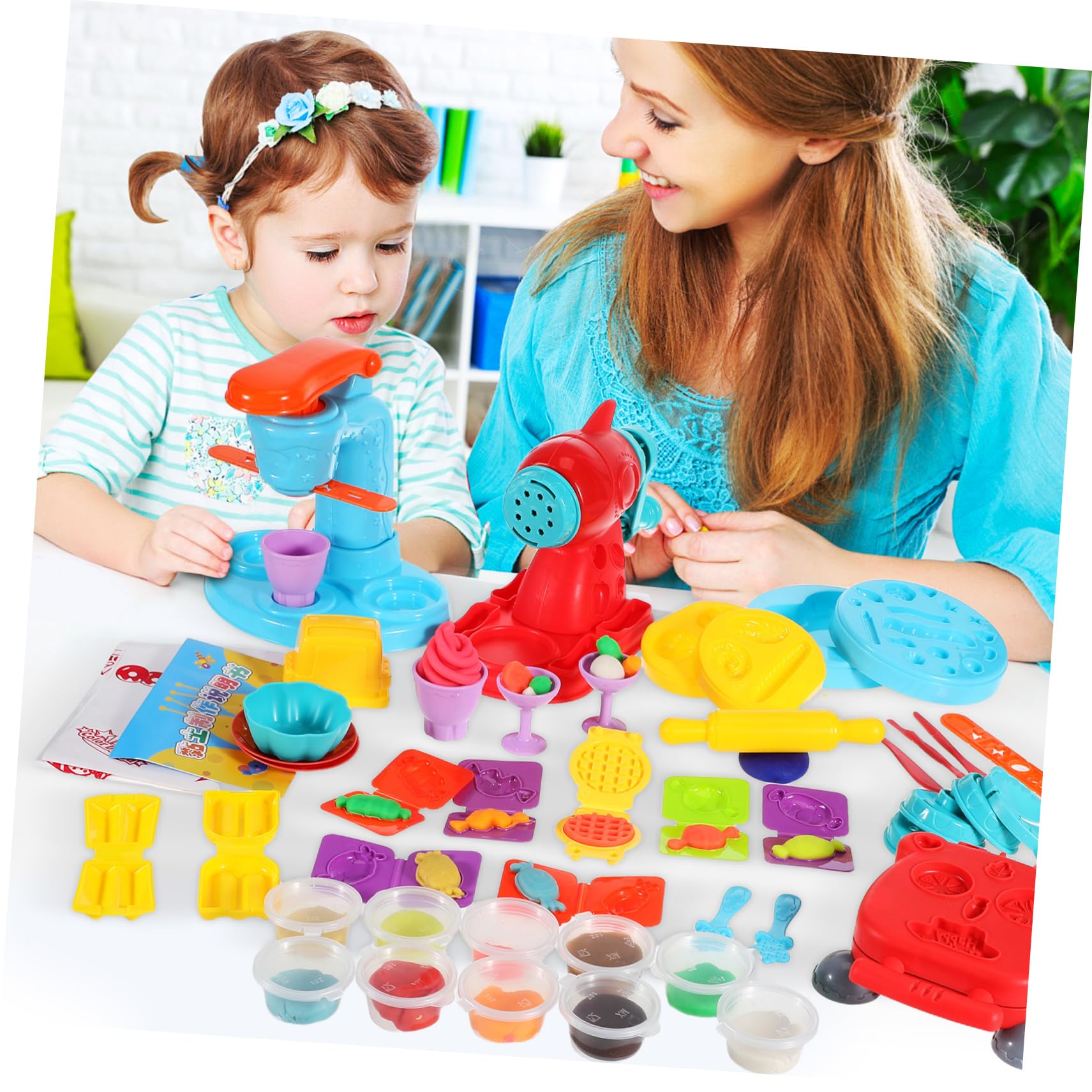 Mipcase Set Giochi per Bambini 51 Pezzi Strumenti per Pasta Modellabile in Abs, Kit Cucina Giocattolo Educativo per Feste e Compleanni, per Ragazzi e Ragazze