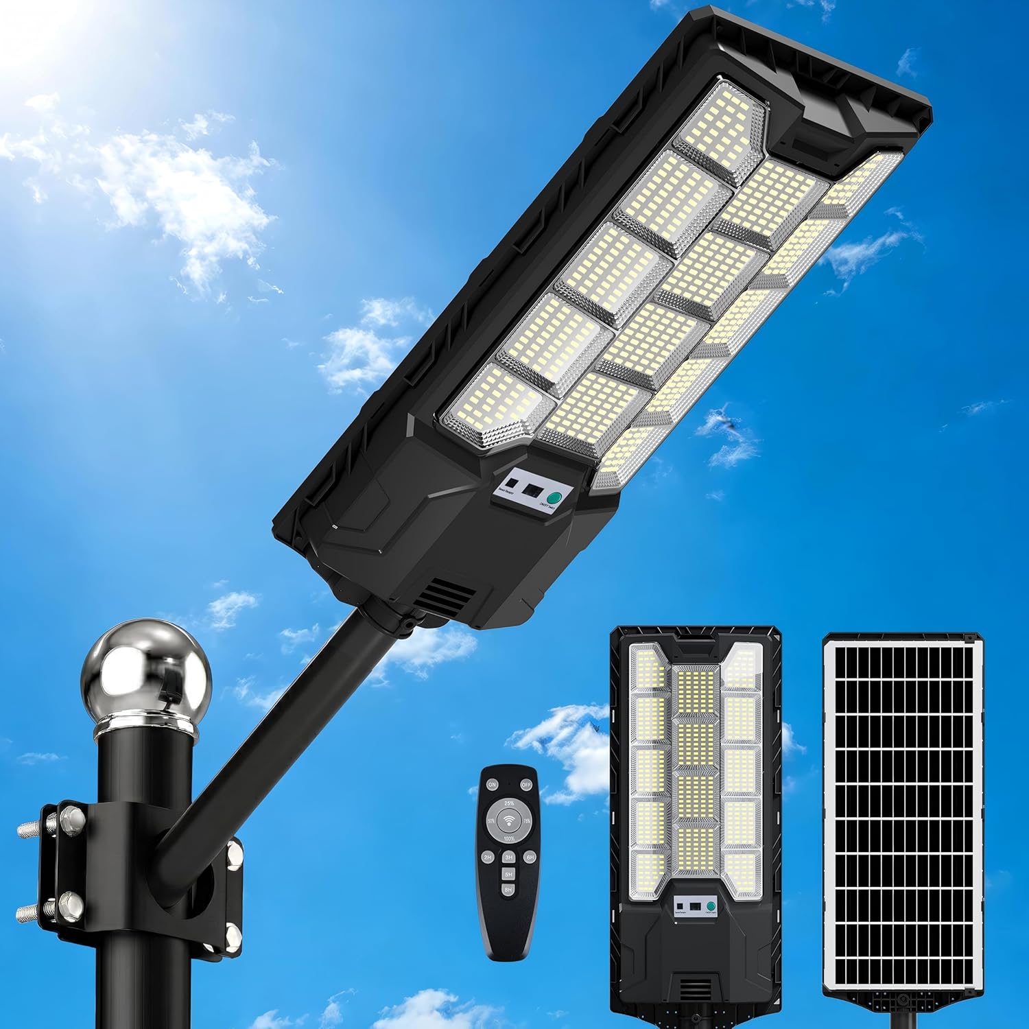 Solar Street Light – Outdoor Waterproof Motion Sensor, High Lumen, for Parking, Yard, Path, Driveway, Farm (1 Pack)