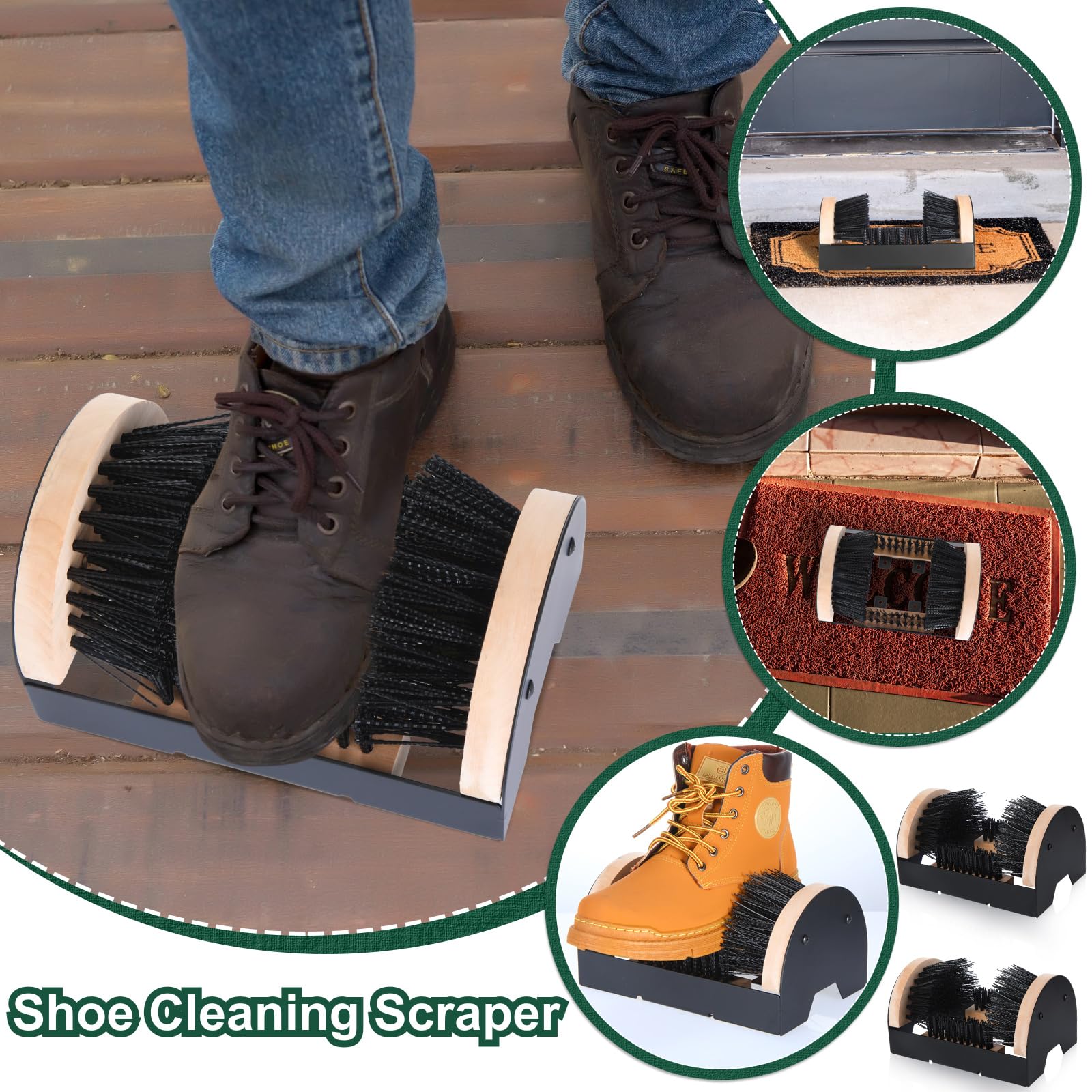 Sliner Cepillo limpiador de zapatos resistente para botas al aire libre para suministros de limpieza de barro (2 piezas)