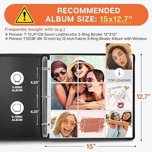 Miniatura 7 de Dunwell Páginas de repuesto para álbum de fotos de 12 x 12 pulgadas (paisaje de 4 x 6, paquete de 25) con capacidad para 300 fotos de 4 x 6