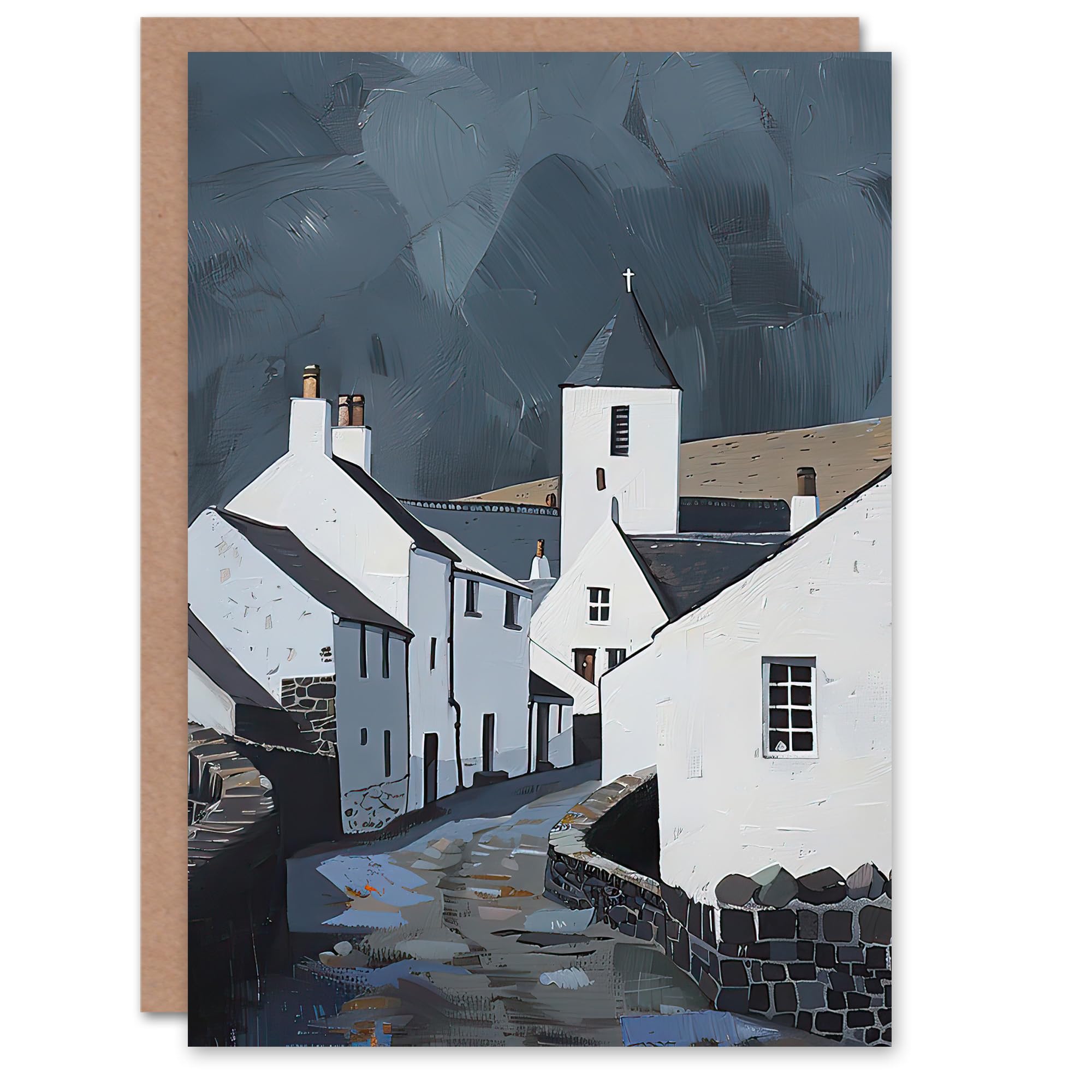 Artery8 Greeting Card Aberdaron Village Oil Painting Wales Timeless Blank For Him Or Her Art Birthday Card