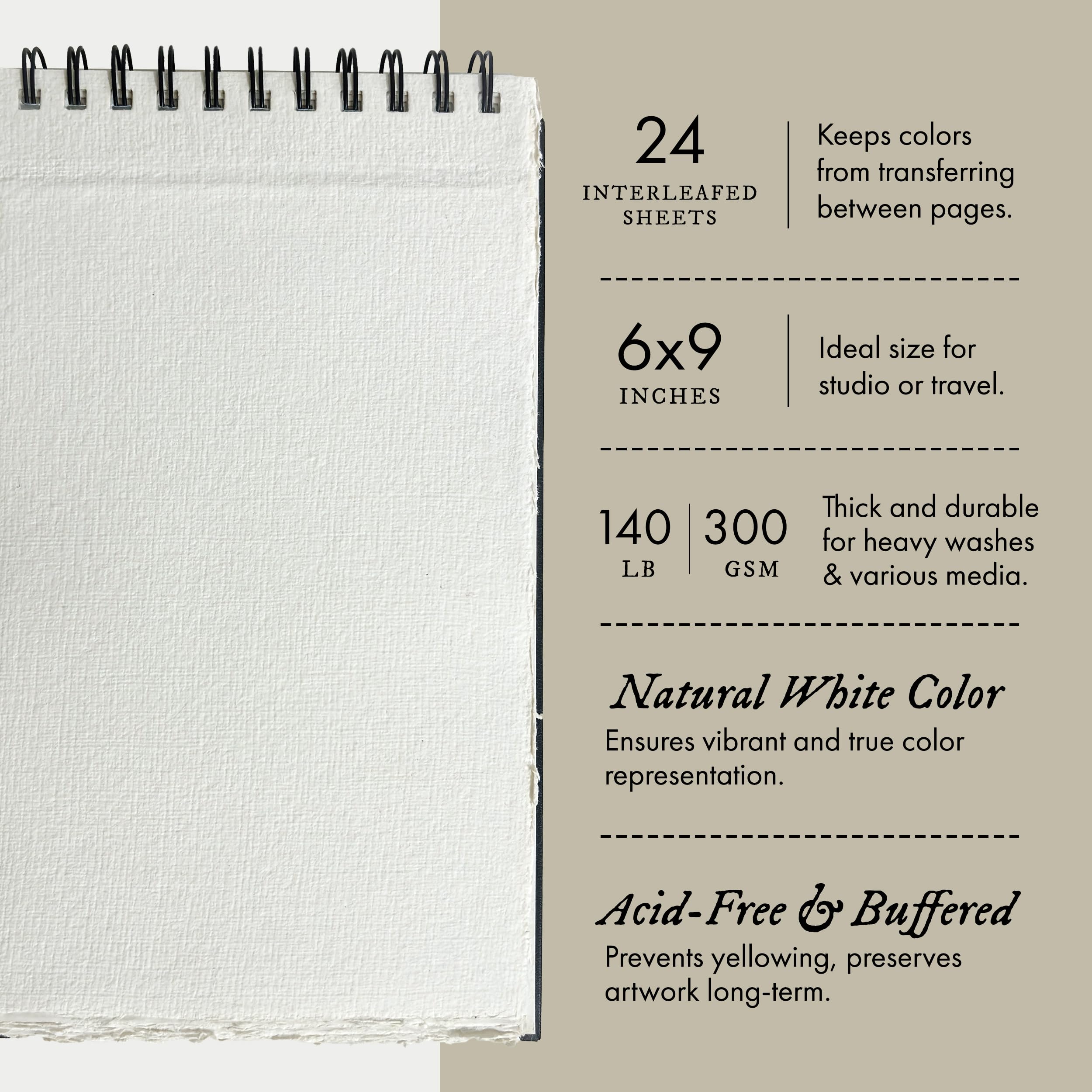 Indigo Artpapers 100% coton papier fait main en Wiropad 6 x 9 blanc