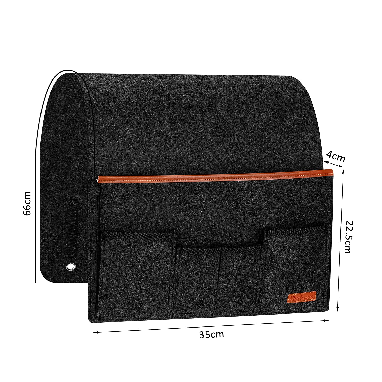 SIMBOOM Borsa da Comodino e Divano Con Antiscivolo Lungo Flap - Tasca Portaoggetti per Letto, Libro, Telecomando, Telefono, Occhiali, Cavo di Ricarica - Grigio Scuro