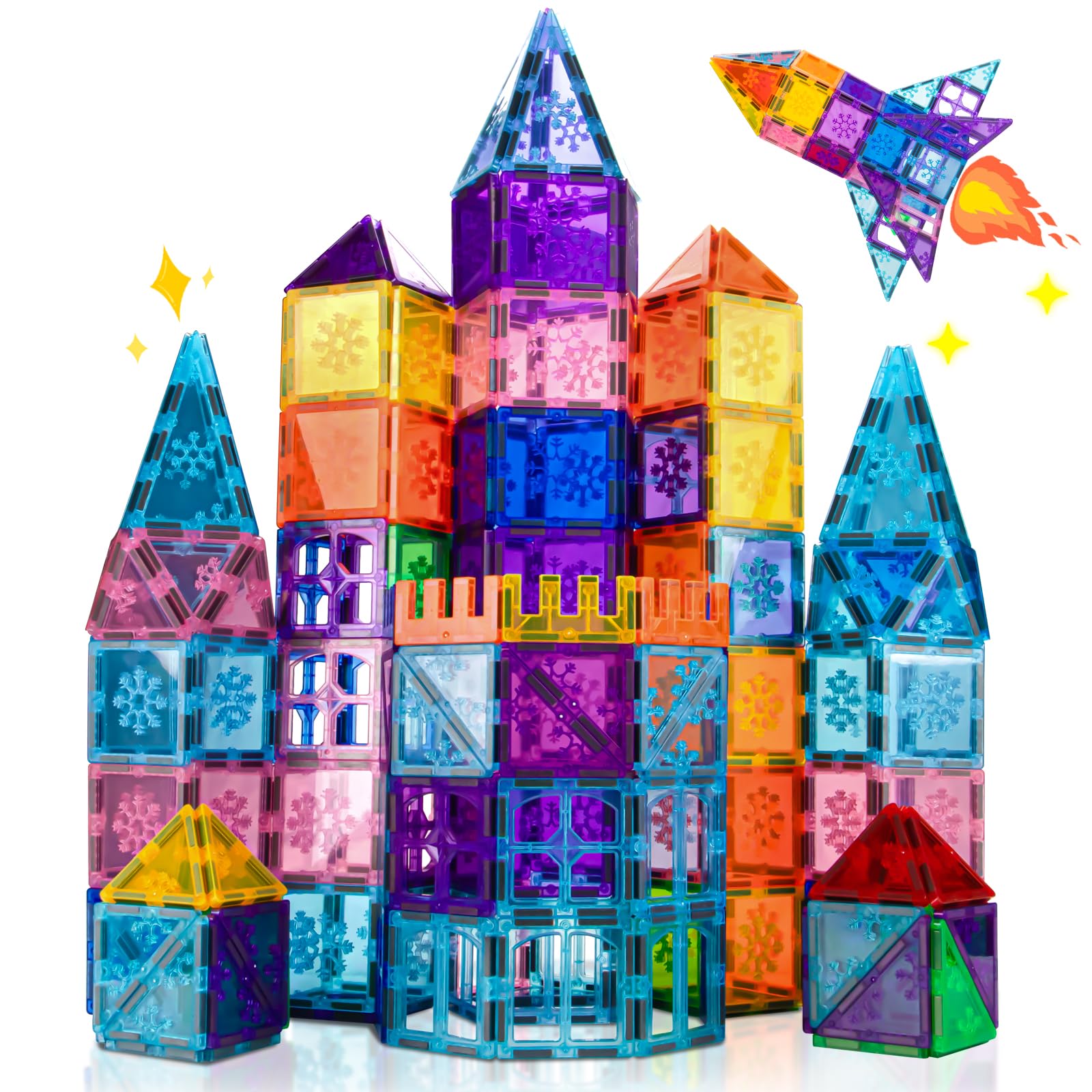 Xekel Costruzioni Magnetiche per Bambini 100 Pezzi, Magneti Bambini con Potenti Magneti, Magnetic Tiles Educative, Costruzioni per Bambini 3+ Anni, Regalo Creativo