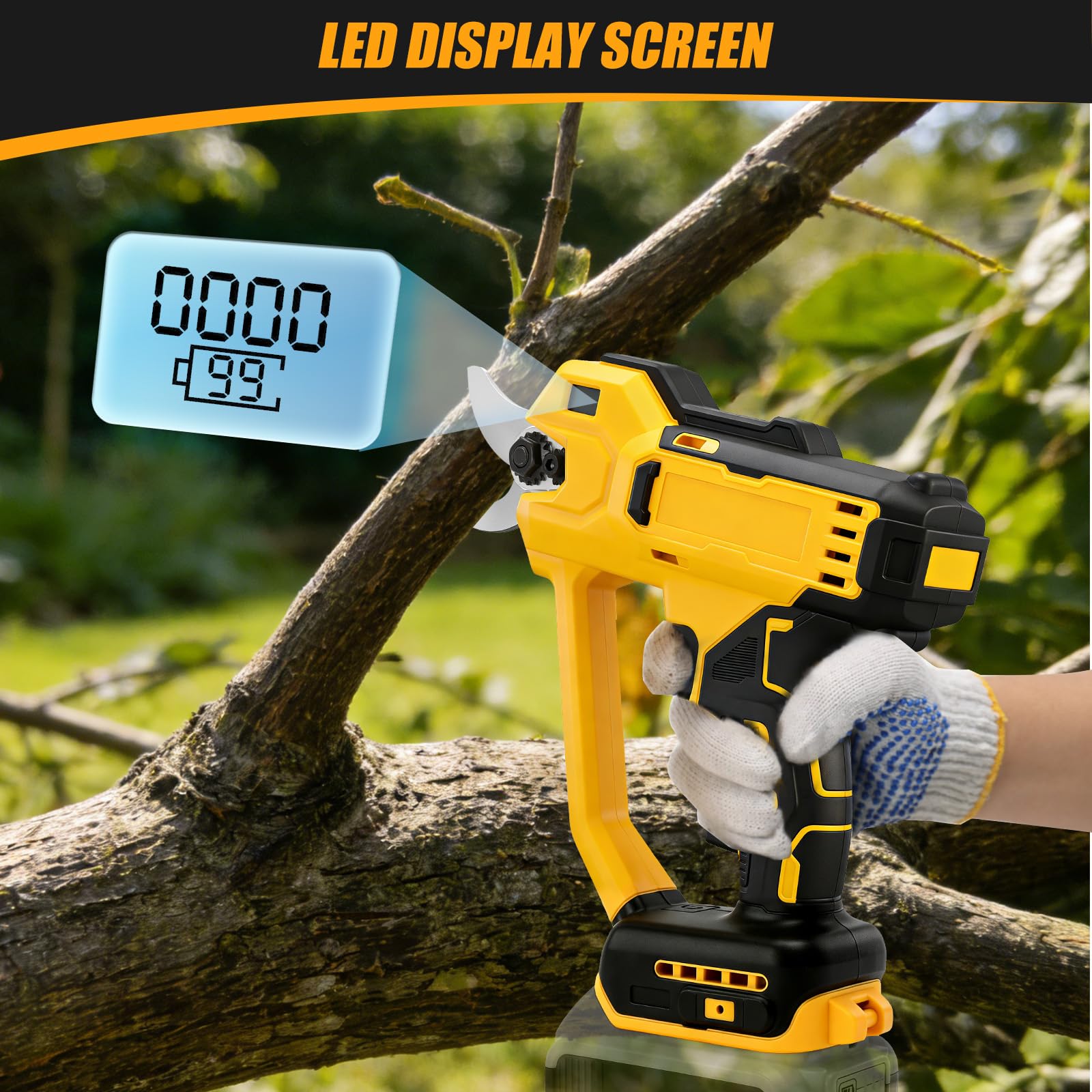 Sécateur électrique sans fil pour DEWALT 18 V batterie, diamètre de coupe 35 mm, sécateur électrique professionnel avec vitesse variable, protection de la main avant (sans batterie)