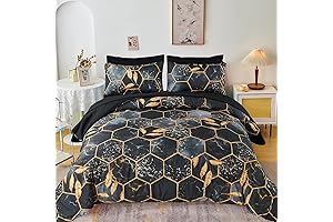 Hexagon Black Comforter Set Queen Size: Luxurious Geometric Bedding Set