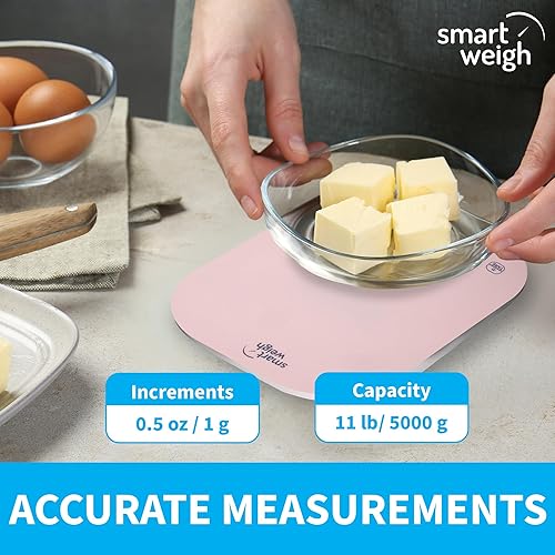 Miniatura 6 de Smart Weigh - Báscula digital rosa de cocina para cocinar, pérdida de peso, seguimiento de calorías, hornear, control de porciones de alimentos