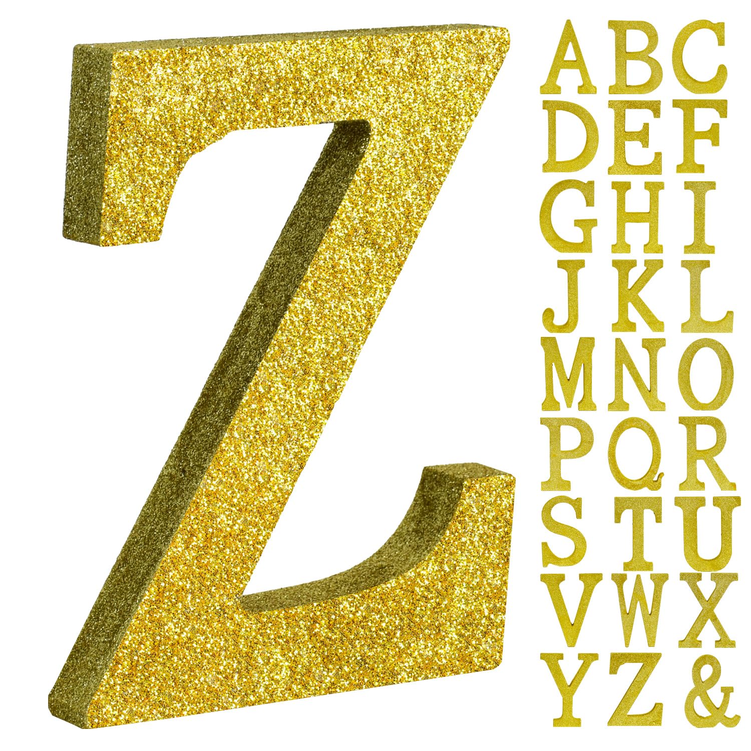 TONIFUL 8 Inch Gold Glitter Letter Z Table Centerpiece A-Z Gold Birthday Party Decorations,Gold Alphabet Z for Birthday,Chrismas,Graduation,Bridal Shower,Wedding,Anniversary Party Supplies
