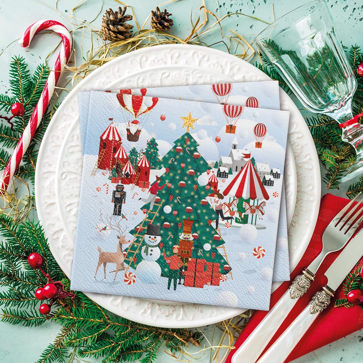 PAW - Servilletas de Papel 3 Capas (33 x 33 cm) | 20 Unidades | Servilletas de Navidad con motivos invernales y navideños | Ideales para la mesa festiva | Color: Christmas Atmosphere - 5
