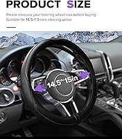 Vista 2 de Funda para volante, accesorios de automóvil, fundas de cuero de microfibra para volante de automóvil, protector universal de 15 pulgadas