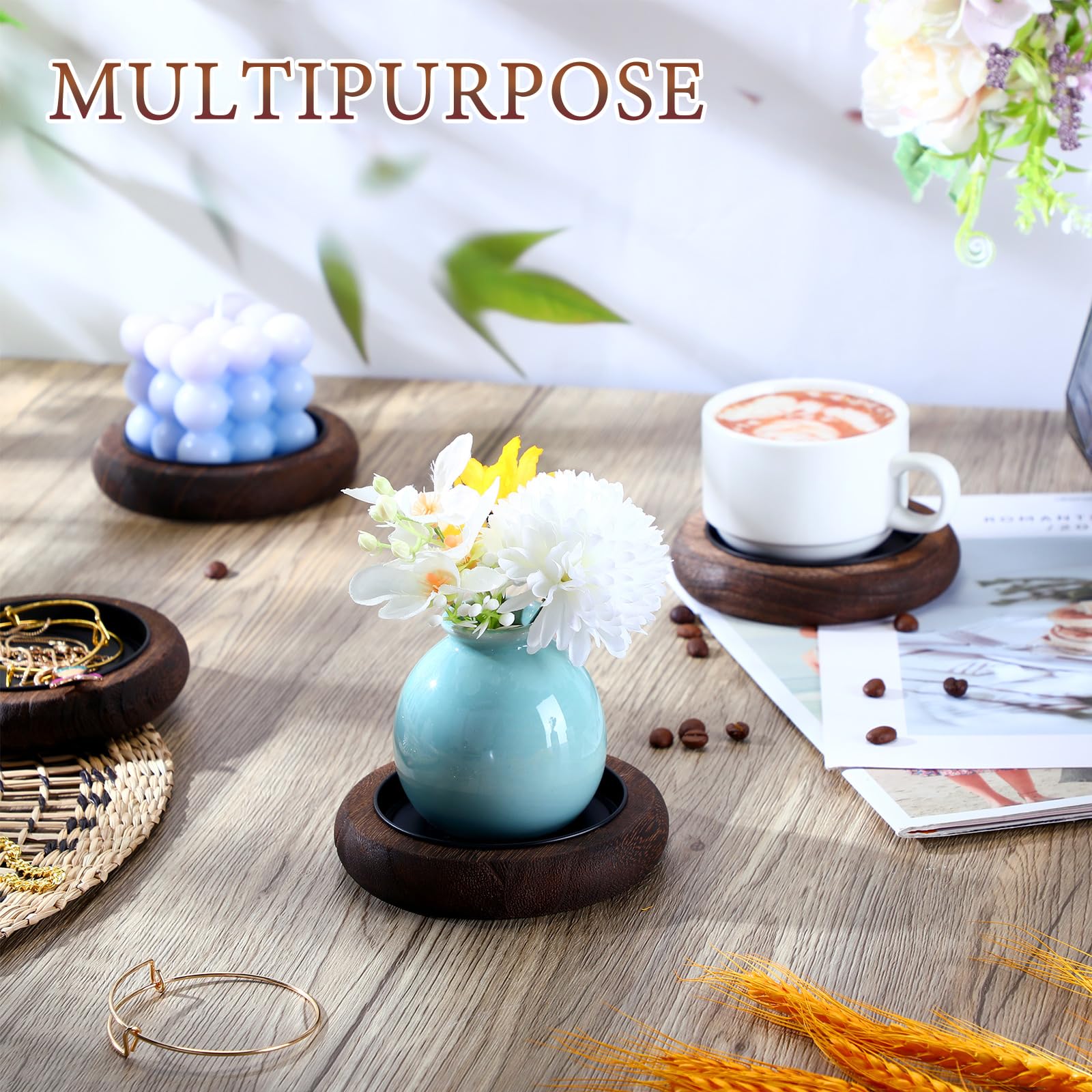 2 Portavelas De Madera Rústicos De 10cm - Posavasos Decorativos Para Velas, Mesa De Café O Estantería