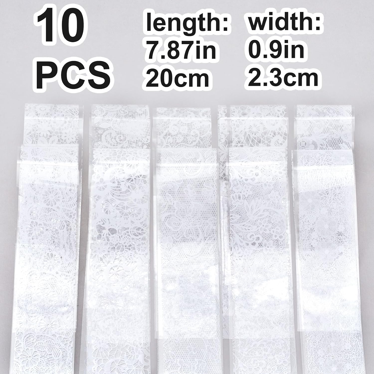 SmallCat 10 Sheets Nail Transfer Foil, Lace Nail Foil, Lace Nails Stickers, Flower Nails Foils Transfer Nail Art for DIY Acrylic Nails Manicure Wraps Decoration Women (White)