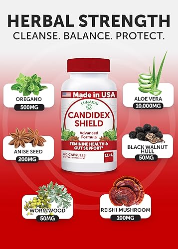 Miniatura 3 de Lunakai Paquete de gomitas Candida y probióticas fabricadas en Estados Unidos, apoyo intestinal con mezcla de hierbas, probióticos y prebióticos, 60
