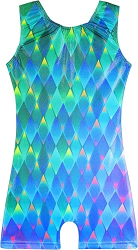 HOZIY Girls Gymnastics Leotards for Kids Tumbling Outfits Biketard Sparkle Adorable Pattern