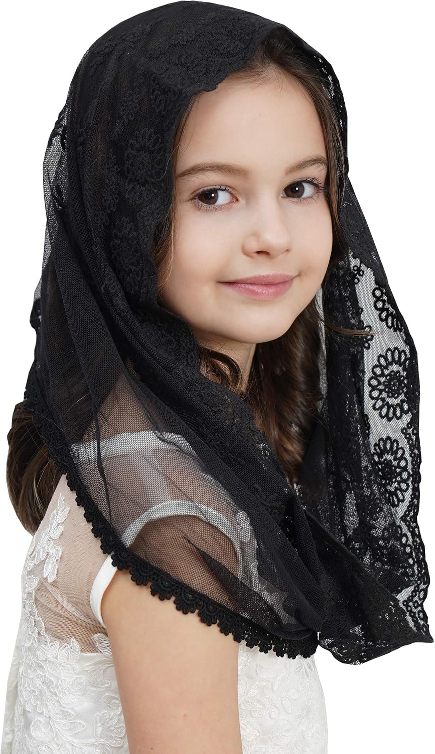 Lace Headcovering for Girls Church Mantilla Veils for Girl Lace Head Cover V87