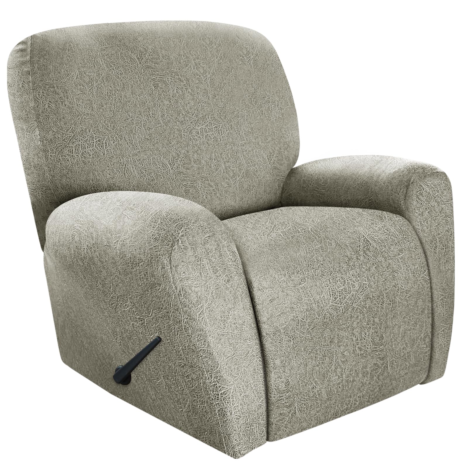 ANARACHON Recliner Chair Covers Leather Look, 4 Pieces Recliner Covers Non Slip, Soft Slipcovers for Large Recliners, Furniture Protector Washable for Pets (1 Seater, 05 Beige)