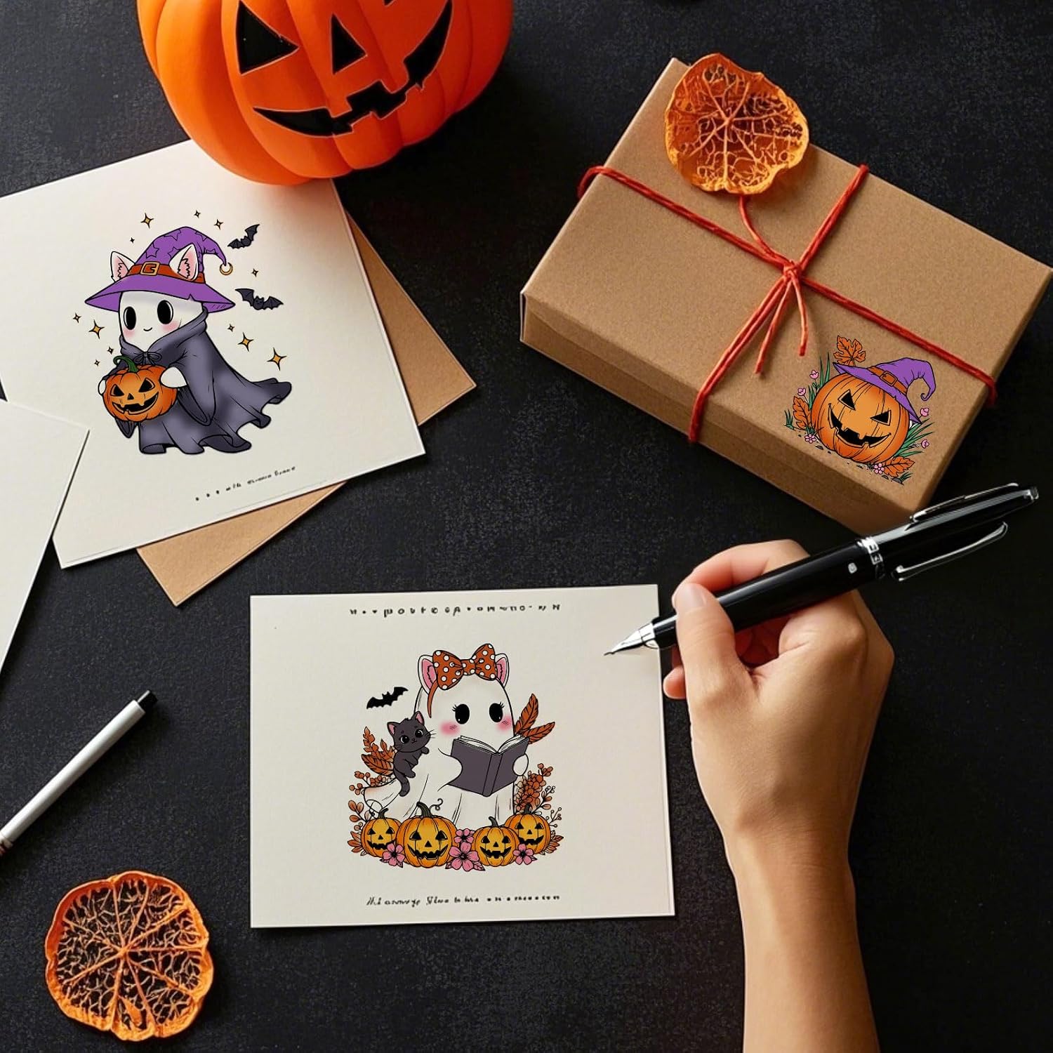 GLOBLELAND Halloween Ghost Cats Clear Stamps for Cards Making Specters Transparent Stamp Pumpkins Silicone Stamps Seal for Halloween DIY Scrapbooking Photo Album Decor