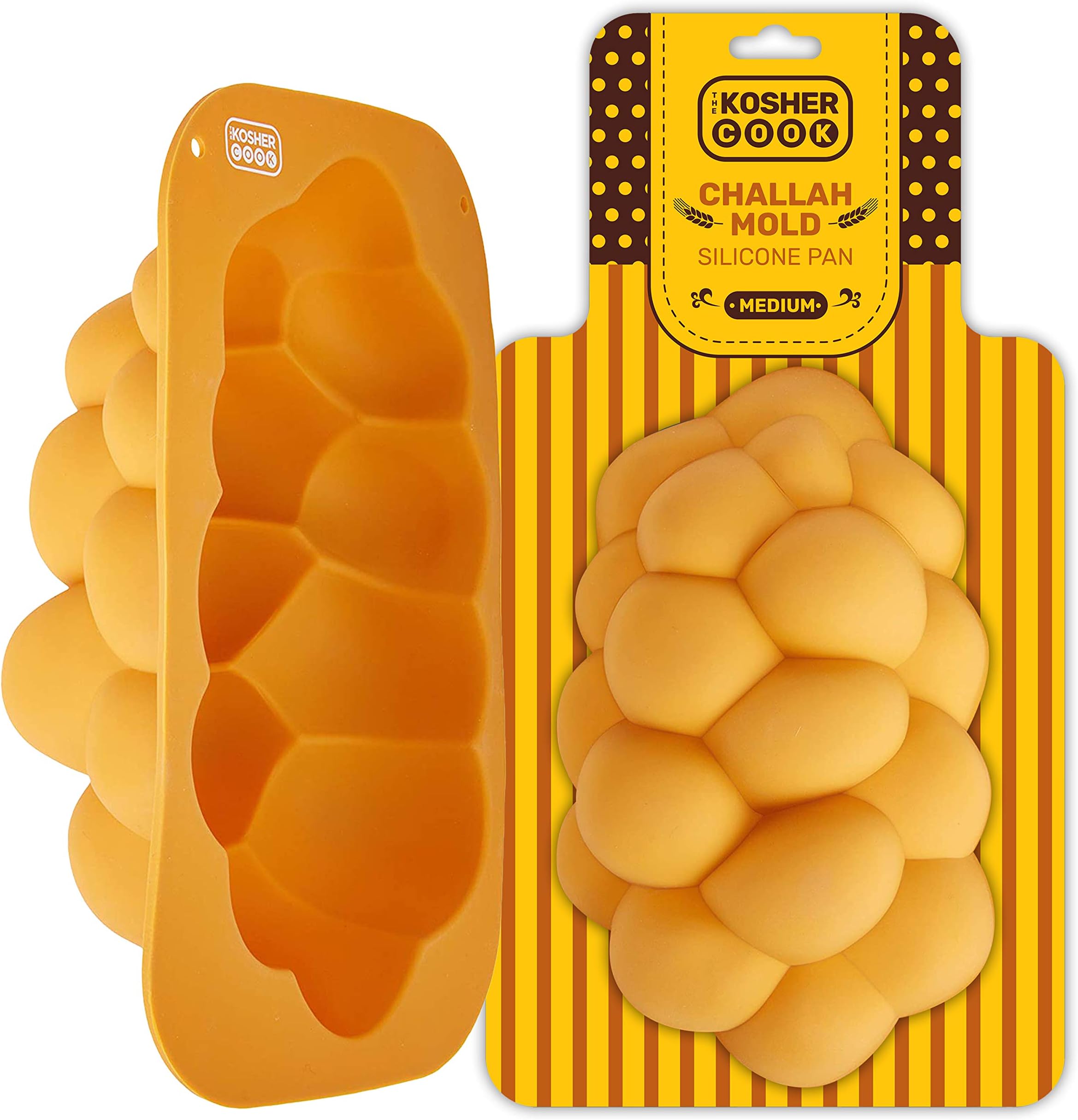 The Kosher Cook Silicone Braided Challah Mold - Medium - Braided Oval Challah Pan - Challah Bread Baking Mold - No Shaping Required