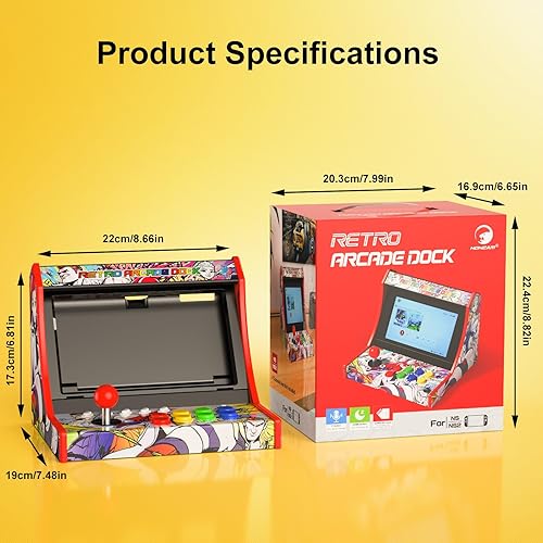 Miniatura 3 de Retro Arcade Dock Fight Stick for Nintendo SwitchSwitch 2, Arcade Cabinet Style Gaming Controller, Retro Design with Joystick, Multicolor Display